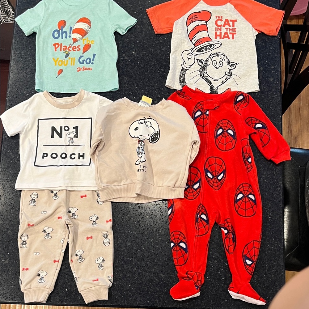Kids Matching Sets - Spider-Man, Snoopy, & Cat In The Hat
